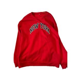 New York Red Crewneck Sweatshirt, Mens M